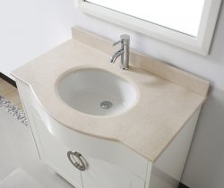 Zoe 36 White Bathroom Vanity Stone Top, Hand-stained white finish